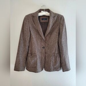 Piazza Sempione Women's Blazer Single Breast Wool Brown W /Flecks Sz IT 40/ US 4